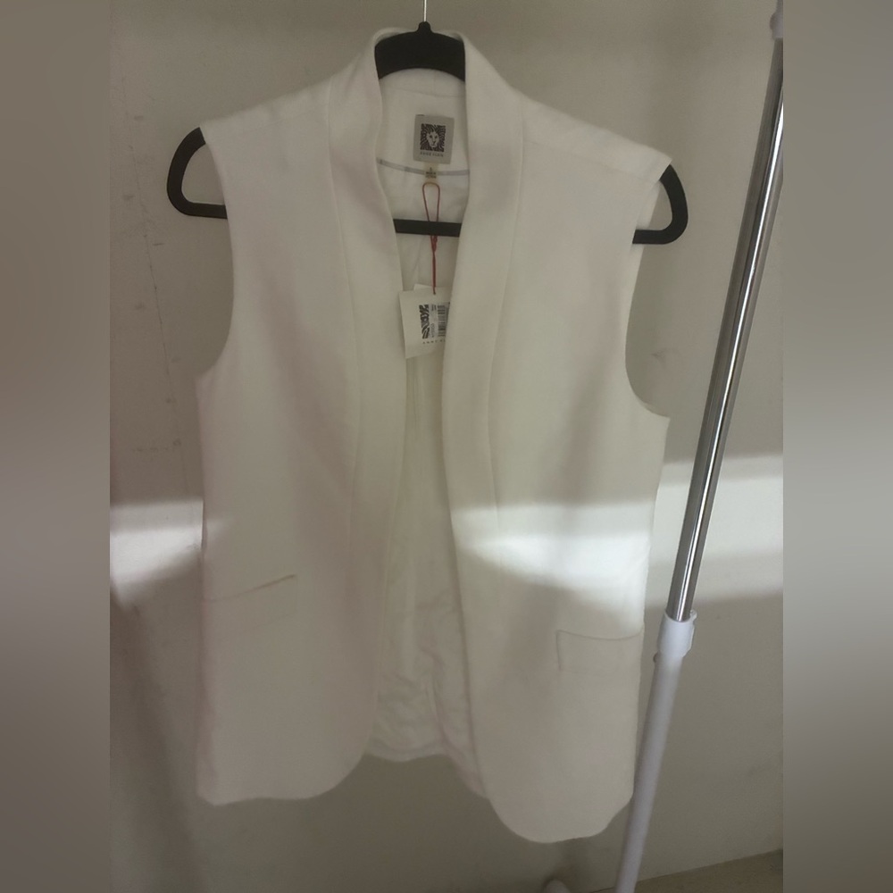 Anne Klein Ivory Open-Front Vest